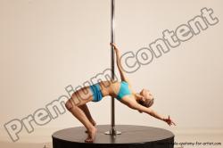 Underwear Gymnastic poses Woman White Moving poses Slim long blond Dynamic poses Academic